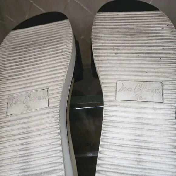 🔥 Sam Edelman Ariane Womens Sz 9 1/2 Black Leather Buckle Slide Sandals Shoes - Picture 11 of 11